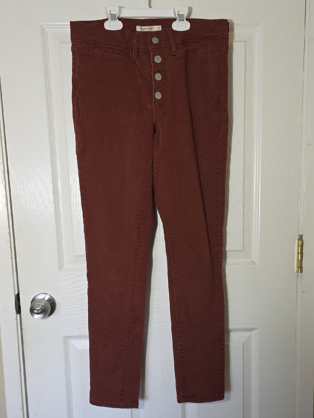 High-Rise Button-Fly Women's Jeans — Rust Brown